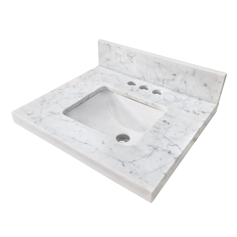 Fredrickson 19-Inch Carrara Marble Vanity Sink Top (4" Faucet Drillings)