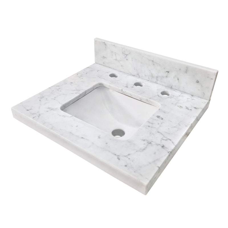 Fredrickson 19-Inch Carrara Marble Vanity Sink Top (8" Faucet Drillings)