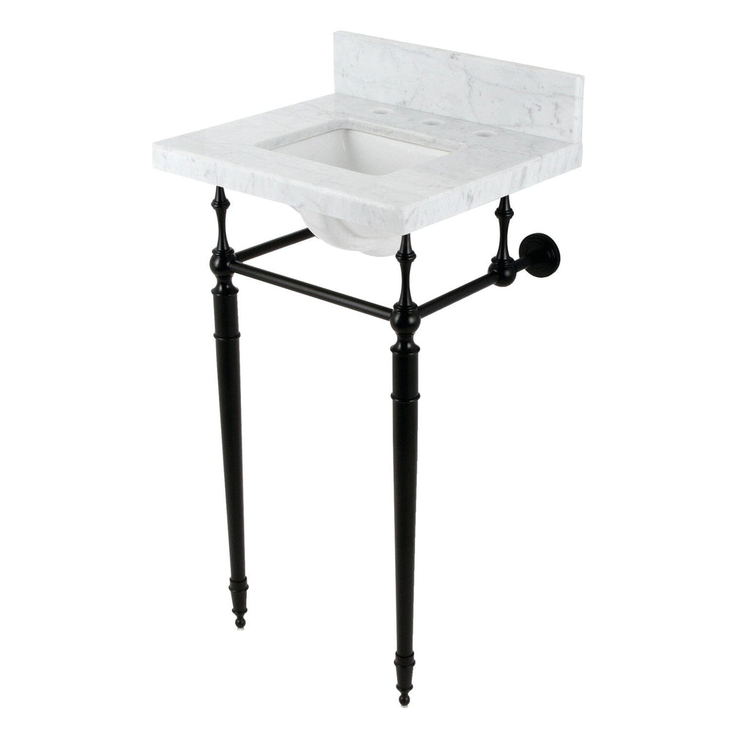 Fauceture 19-Inch Carrara Marble Console Sink with Brass Legs (8" Faucet Drillings)