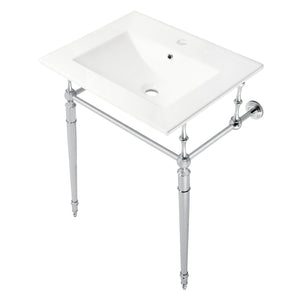 Edwardian 24-Inch Ceramic Console Sink with Brass Legs (1-Hole)