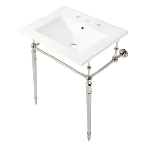 Edwardian 24-Inch Ceramic Console Sink with Brass Legs (8-Inch, 3-Hole)