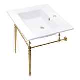 Edwardian 25-Inch Ceramic Console Sink with Brass Legs (1-Hole)