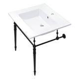 Edwardian 25-Inch Ceramic Console Sink with Brass Legs (1-Hole)