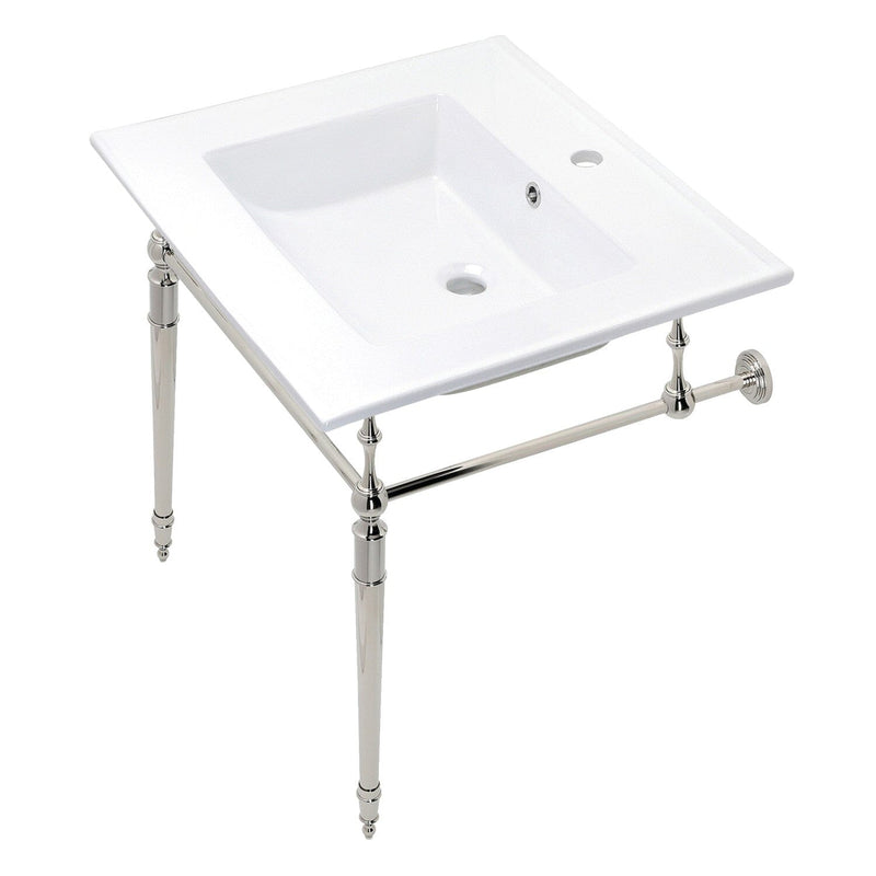 Edwardian 25-Inch Ceramic Console Sink with Brass Legs (1-Hole)