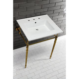 Edwardian 25-Inch Ceramic Console Sink with Brass Legs (8-Inch, 3-Hole)