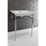 Edwardian 25-Inch Ceramic Console Sink with Brass Legs (8-Inch, 3-Hole)