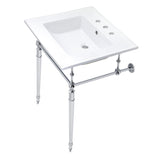 Edwardian 25-Inch Ceramic Console Sink with Brass Legs (8-Inch, 3-Hole)