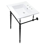 Edwardian 25-Inch Ceramic Console Sink with Brass Legs (8-Inch, 3-Hole)