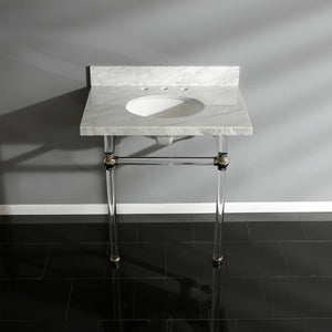 Templeton 30-Inch Carrara Marble Vanity Top with Acrylic Legs (8-Inch, 3-Hole)