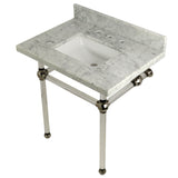 Templeton 30-Inch Carrara Marble Vanity Top with Acrylic Legs (8-Inch, 3-Hole)