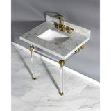 Templeton 30-Inch Carrara Marble Vanity Top with Acrylic Legs (8-Inch, 3-Hole)