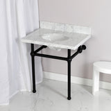 Templeton 30-Inch Carrara Marble Vanity Top with Brass Legs (8-Inch, 3-Hole)
