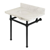 Templeton 30-Inch Carrara Marble Vanity Top with Brass Legs (8-Inch, 3-Hole)