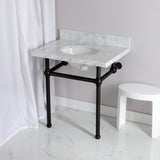 Templeton 30-Inch Carrara Marble Vanity Top with Brass Legs (8-Inch, 3-Hole)