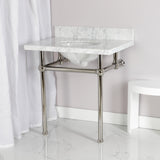 Templeton 30-Inch Carrara Marble Vanity Top with Brass Legs (8-Inch, 3-Hole)