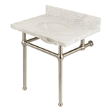 Templeton 30-Inch Carrara Marble Vanity Top with Brass Legs (8-Inch, 3-Hole)