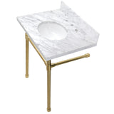 Dreyfuss 30-Inch Carrara Marble Vanity Top with Stainless Steel Legs (8-Inch, 3-Hole)