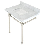 Dreyfuss 30-Inch Carrara Marble Vanity Top with Stainless Steel Legs (8-Inch, 3-Hole)