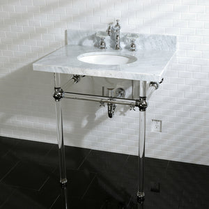 Templeton 30-Inch Carrara Marble Vanity Top with Acrylic Legs (8-Inch, 3-Hole)