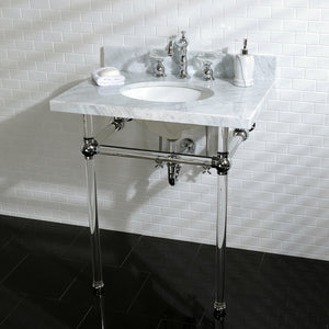 Templeton 30-Inch Carrara Marble Vanity Top with Acrylic Legs (8-Inch, 3-Hole)