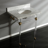 Templeton 30-Inch Carrara Marble Vanity Top with Acrylic Legs (8-Inch, 3-Hole)