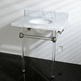 Templeton 30-Inch Carrara Marble Vanity Top with Acrylic Legs (8-Inch, 3-Hole)