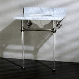 Templeton 30-Inch Carrara Marble Vanity Top with Acrylic Legs (8-Inch, 3-Hole)