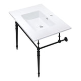 Edwardian 31-Inch Ceramic Console Sink with Brass Legs (1-Hole)