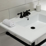 Dreyfuss 31-Inch Ceramic Console Sink with Stainless Steel Legs (4-Inch, 3-Hole)