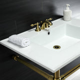 Dreyfuss 31-Inch Ceramic Console Sink with Stainless Steel Legs (4-Inch, 3-Hole)