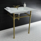 Dreyfuss 31-Inch Ceramic Console Sink with Stainless Steel Legs (4-Inch, 3-Hole)