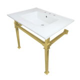 Monarch 31-Inch Ceramic Console Sink with Stainless Steel Legs (8-Inch, 3-Hole)