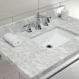 Edwardian 36-Inch Carrara Marble Console Sink with Brass Legs (8-Inch, 3-Hole)