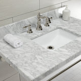 Edwardian 36-Inch Carrara Marble Console Sink with Brass Legs (8-Inch, 3-Hole)