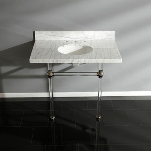 Templeton 36-Inch Carrara Marble Vanity Top with Acrylic Legs (8-Inch, 3-Hole)