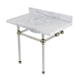 Templeton 36-Inch Carrara Marble Vanity Top with Acrylic Legs (8-Inch, 3-Hole)