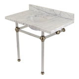 Templeton 36-Inch Carrara Marble Vanity Top with Acrylic Legs (8-Inch, 3-Hole)