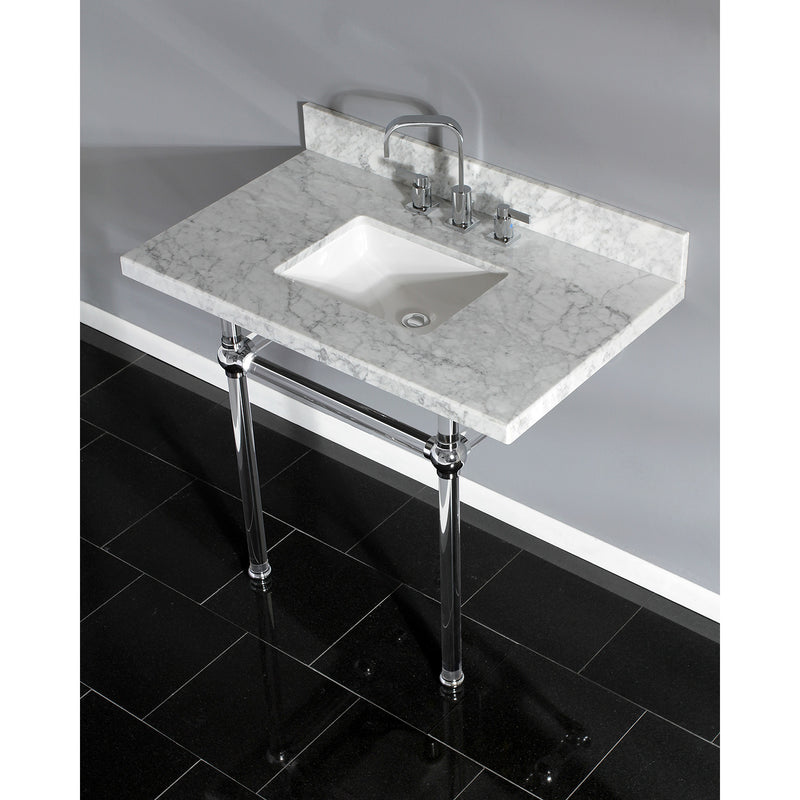 Templeton 36-Inch Carrara Marble Vanity Top with Acrylic Legs (8-Inch, 3-Hole)