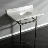 Templeton 36-Inch Carrara Marble Vanity Top with Brass Legs (8-Inch, 3-Hole)