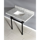 Templeton 36-Inch Carrara Marble Vanity Top with Brass Legs (8-Inch, 3-Hole)