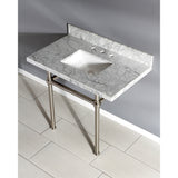 Templeton 36-Inch Carrara Marble Vanity Top with Brass Legs (8-Inch, 3-Hole)