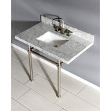 Templeton 36-Inch Carrara Marble Vanity Top with Brass Legs (8-Inch, 3-Hole)