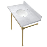 Dreyfuss 36-Inch Carrara Marble Vanity Top with Stainless Steel Legs (8-Inch, 3-Hole)