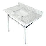 Dreyfuss 36-Inch Carrara Marble Vanity Top with Stainless Steel Legs (8-Inch, 3-Hole)