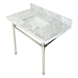 Dreyfuss 36-Inch Carrara Marble Vanity Top with Stainless Steel Legs (8-Inch, 3-Hole)