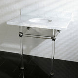 Templeton 36-Inch Carrara Marble Vanity Top with Acrylic Legs (8-Inch, 3-Hole)