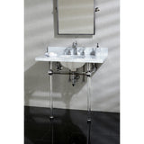 Templeton 36-Inch Carrara Marble Vanity Top with Acrylic Legs (8-Inch, 3-Hole)