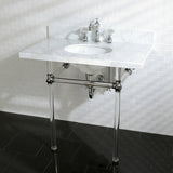 Templeton 36-Inch Carrara Marble Vanity Top with Acrylic Legs (8-Inch, 3-Hole)