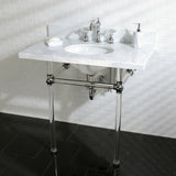 Templeton 36-Inch Carrara Marble Vanity Top with Acrylic Legs (8-Inch, 3-Hole)