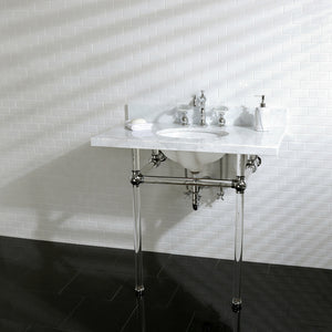 Templeton 36-Inch Carrara Marble Vanity Top with Acrylic Legs (8-Inch, 3-Hole)